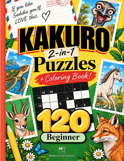 Front cover of the Kakuro 2-in-1 Puzzle Book, Beginner Volume